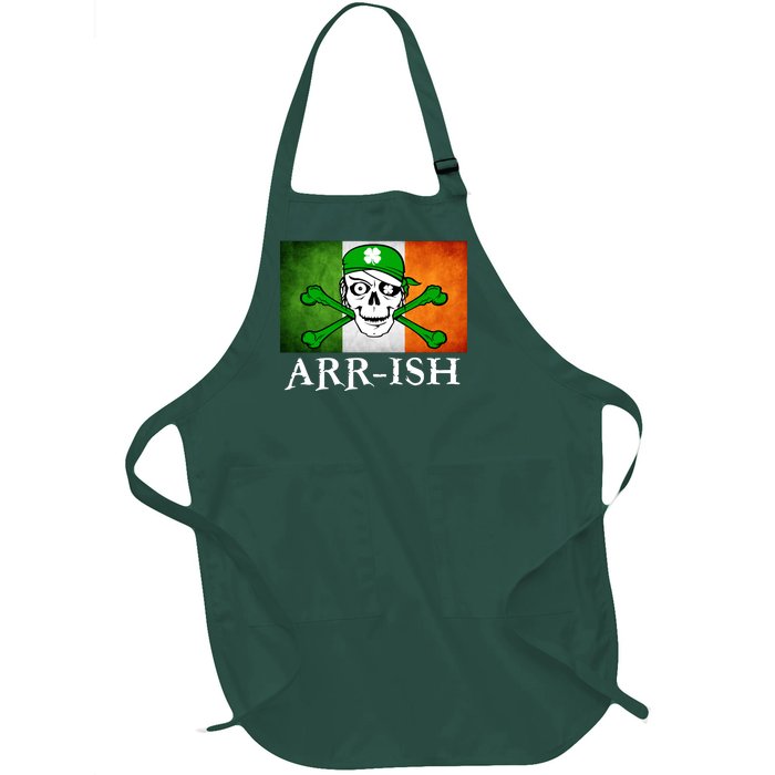 Arr-ish Irish Pirate St. Patrick's Day Flag Full-Length Apron With Pockets