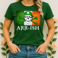 Arr-ish Irish Pirate St. Patrick's Day Flag Womens T-Shirt