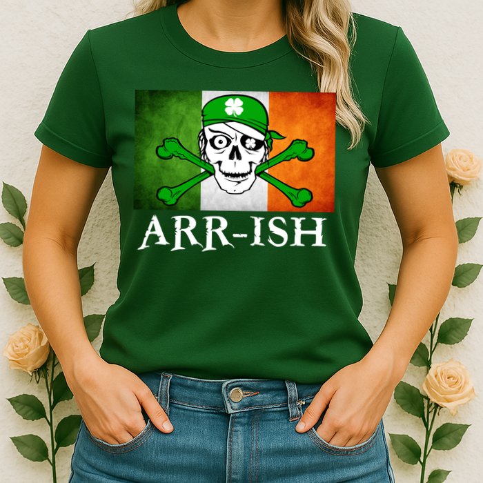 Arr-ish Irish Pirate St. Patrick's Day Flag Womens T-Shirt