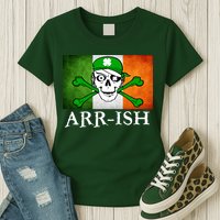 Arr-ish Irish Pirate St. Patrick's Day Flag Womens T-Shirt
