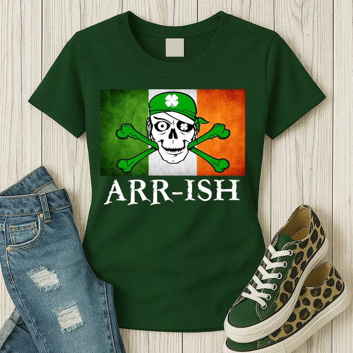 Arr-ish Irish Pirate St. Patrick's Day Flag Womens T-Shirt
