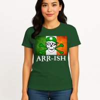 Arr-ish Irish Pirate St. Patrick's Day Flag Womens T-Shirt