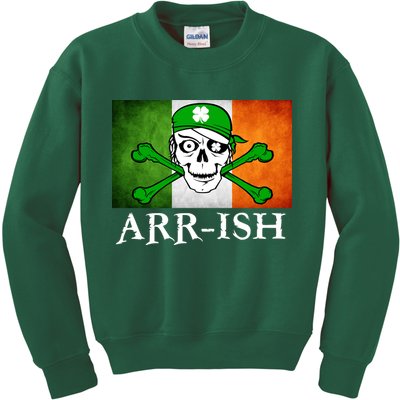 Arr-ish Irish Pirate St. Patrick's Day Flag Kids Sweatshirt