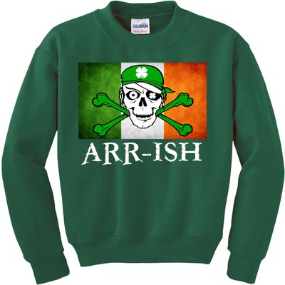 Arr-ish Irish Pirate St. Patrick's Day Flag Kids Sweatshirt