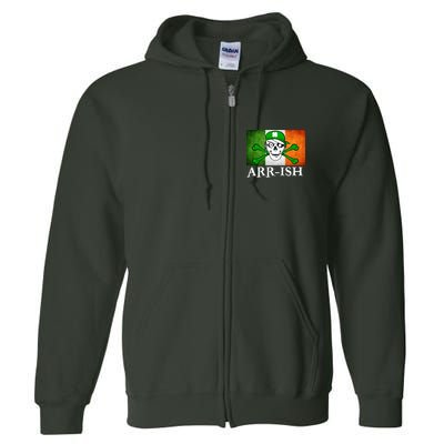 Arr-ish Irish Pirate St. Patrick's Day Flag Full Zip Hoodie