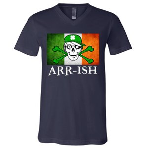 Arr-ish Irish Pirate St. Patrick's Day Flag V-Neck T-Shirt