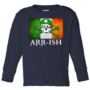 Arr-ish Irish Pirate St. Patrick's Day Flag Toddler Long Sleeve Shirt