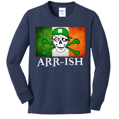 Arr-ish Irish Pirate St. Patrick's Day Flag Kids Long Sleeve Shirt