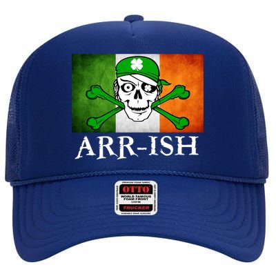 Arr-ish Irish Pirate St. Patrick's Day Flag High Crown Mesh Back Trucker Hat