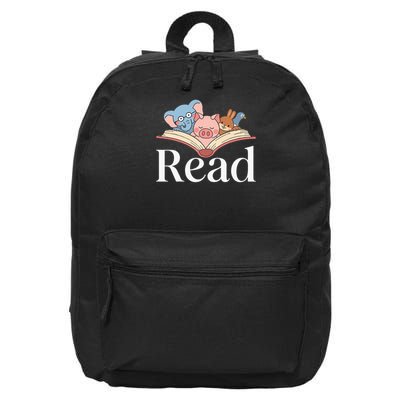 Animals Read Reading Book Library Book Character 16 in Basic Backpack