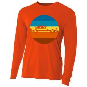 Auto Racing Retro Sunset For Car Racer Gift Cooling Performance Long Sleeve Crew