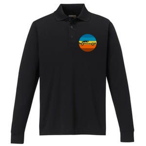 Auto Racing Retro Sunset For Car Racer Gift Performance Long Sleeve Polo