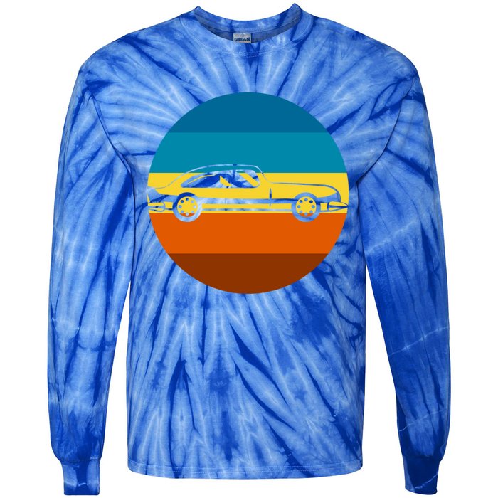 Auto Racing Retro Sunset For Car Racer Gift Tie-Dye Long Sleeve Shirt