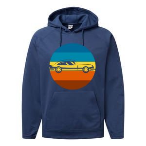 Auto Racing Retro Sunset For Car Racer Gift Performance Fleece Hoodie