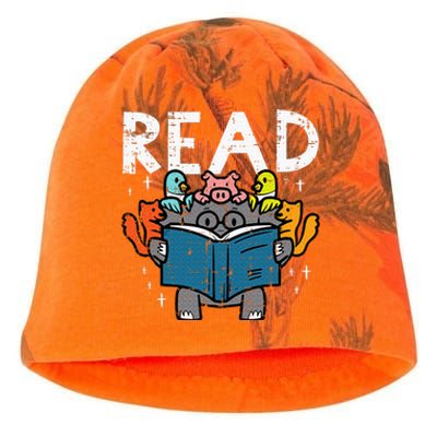 Animals Read Reading Book Librarian Across America Kati - Camo Knit Beanie