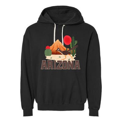 Arizona Roadrunner Retro Boho Desert Cactus Garment-Dyed Fleece Hoodie