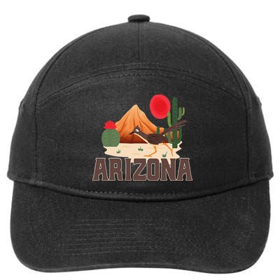 Arizona Roadrunner Retro Boho Desert Cactus 7-Panel Snapback Hat