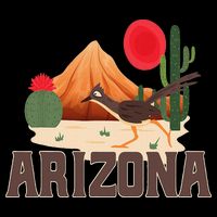Arizona Roadrunner Retro Boho Desert Cactus Drawstring Bag
