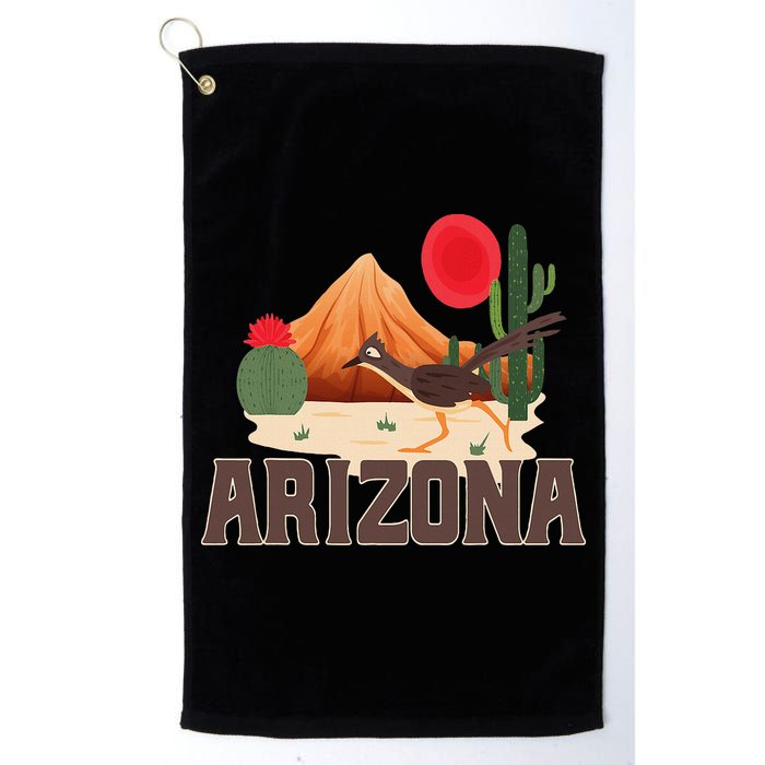 Arizona Roadrunner Retro Boho Desert Cactus Golf Towel
