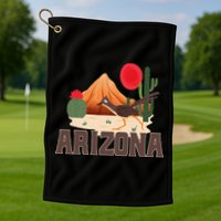 Arizona Roadrunner Retro Boho Desert Cactus Golf Towel