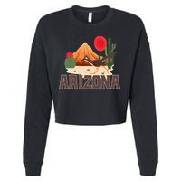 Arizona Roadrunner Retro Boho Desert Cactus Cropped Pullover Crew