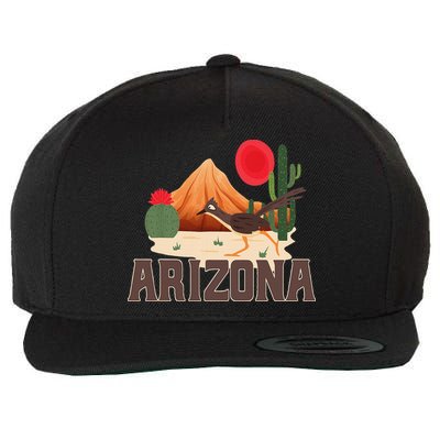 Arizona Roadrunner Retro Boho Desert Cactus Wool Snapback Cap