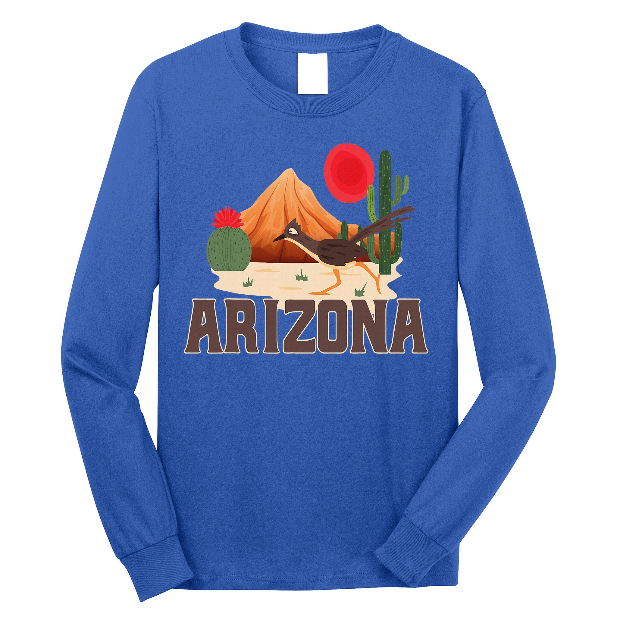 Arizona Roadrunner Retro Boho Desert Cactus Long Sleeve Shirt