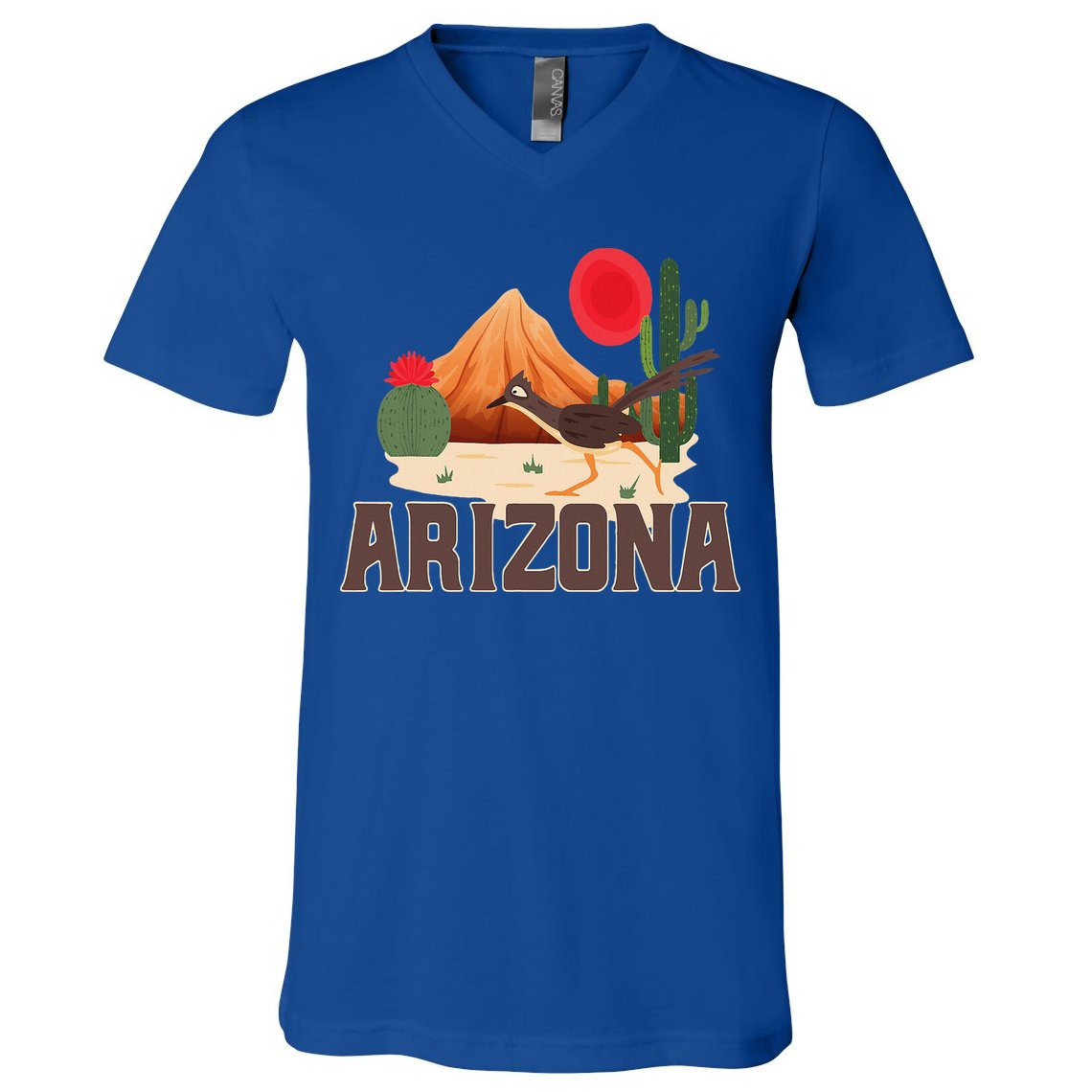 Arizona Roadrunner Retro Boho Desert Cactus V-Neck T-Shirt
