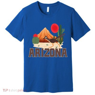 Arizona Roadrunner Retro Boho Desert Cactus Premium T-Shirt