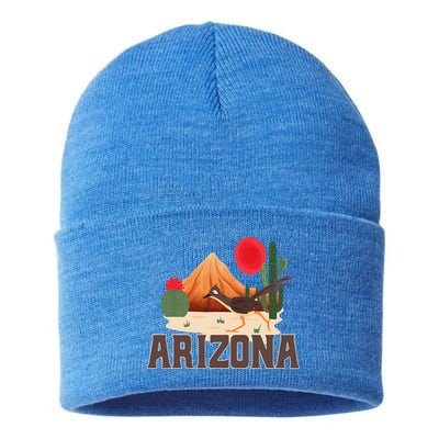 Arizona Roadrunner Retro Boho Desert Cactus Sustainable Knit Beanie