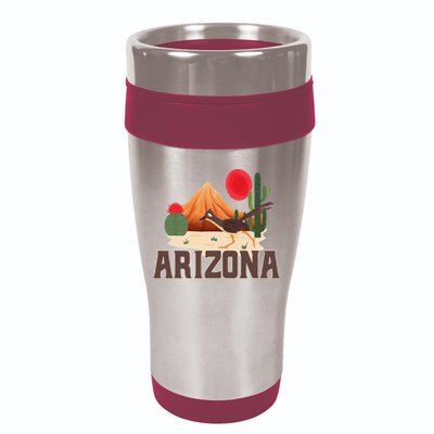 Arizona Roadrunner Retro Boho Desert Cactus 16oz Travel Tumbler