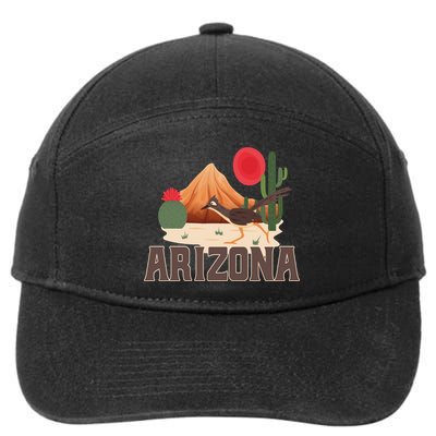 Arizona Roadrunner Retro Boho Desert Cactus Cute Gift 7-Panel Snapback Hat