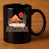 Arizona Roadrunner Retro Boho Desert Cactus Cute Gift 11oz C Handle Ceramic Mug