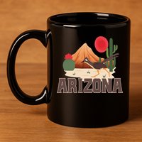Arizona Roadrunner Retro Boho Desert Cactus Cute Gift 11oz C Handle Ceramic Mug