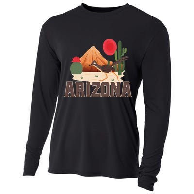 Arizona Roadrunner Retro Boho Desert Cactus Cute Gift Cooling Performance Long Sleeve Crew