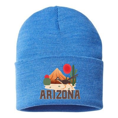 Arizona Roadrunner Retro Boho Desert Cactus Cute Gift Sustainable Knit Beanie