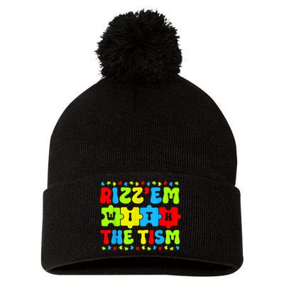 Autistic Rizz Rizzem With The Tism Meme Autism Awareness Pom Pom 12in Knit Beanie