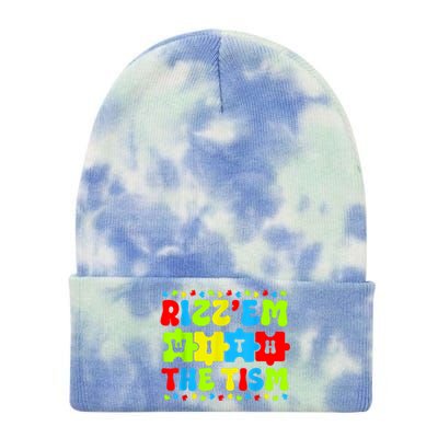 Autistic Rizz Rizzem With The Tism Meme Autism Awareness Tie Dye 12in Knit Beanie