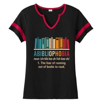 Abibliophobia Retro Reading Bookworm Reader Funny Book Lover Gift Ladies Halftime Notch Neck Tee