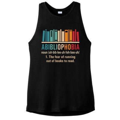 Abibliophobia Retro Reading Bookworm Reader Funny Book Lover Gift Ladies PosiCharge Tri-Blend Wicking Tank