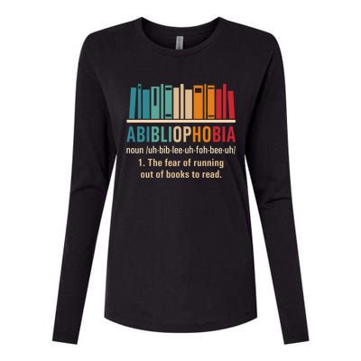 Abibliophobia Retro Reading Bookworm Reader Funny Book Lover Gift Womens Cotton Relaxed Long Sleeve T-Shirt