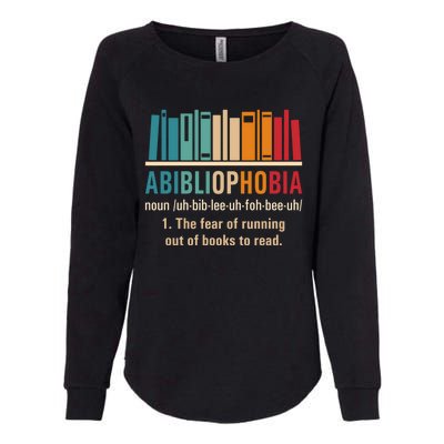 Abibliophobia Retro Reading Bookworm Reader Funny Book Lover Gift Womens California Wash Sweatshirt