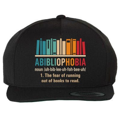 Abibliophobia Retro Reading Bookworm Reader Funny Book Lover Gift Wool Snapback Cap