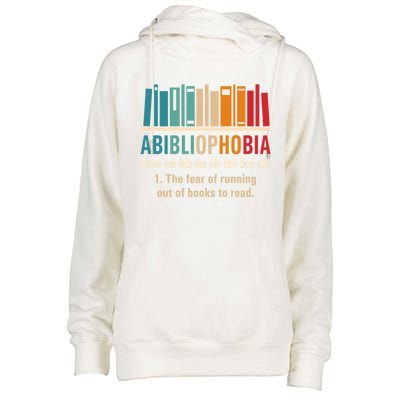 Abibliophobia Retro Reading Bookworm Reader Funny Book Lover Gift Womens Funnel Neck Pullover Hood