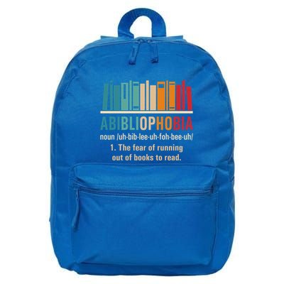Abibliophobia Retro Reading Bookworm Reader Funny Book Lover Gift 16 in Basic Backpack
