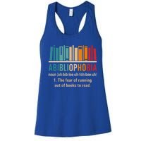 Abibliophobia Retro Reading Bookworm Reader Funny Book Lover Gift Women's Racerback Tank