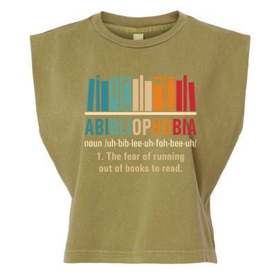 Abibliophobia Retro Reading Bookworm Reader Funny Book Lover Gift Garment-Dyed Women's Muscle Tee