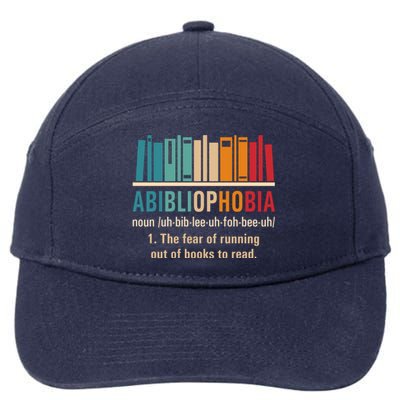 Abibliophobia Retro Reading Bookworm Reader Funny Book Lover Gift 7-Panel Snapback Hat