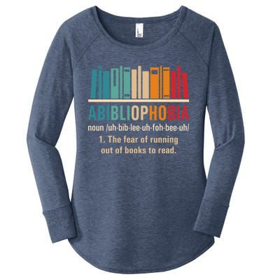 Abibliophobia Retro Reading Bookworm Reader Funny Book Lover Gift Women's Perfect Tri Tunic Long Sleeve Shirt