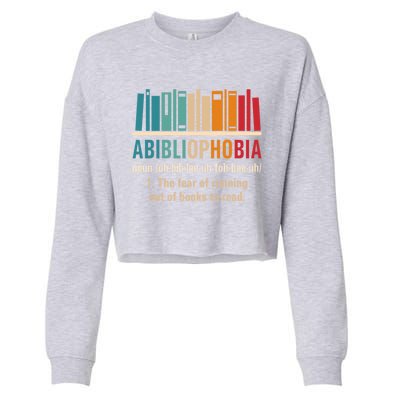 Abibliophobia Retro Reading Bookworm Reader Funny Book Lover Gift Cropped Pullover Crew